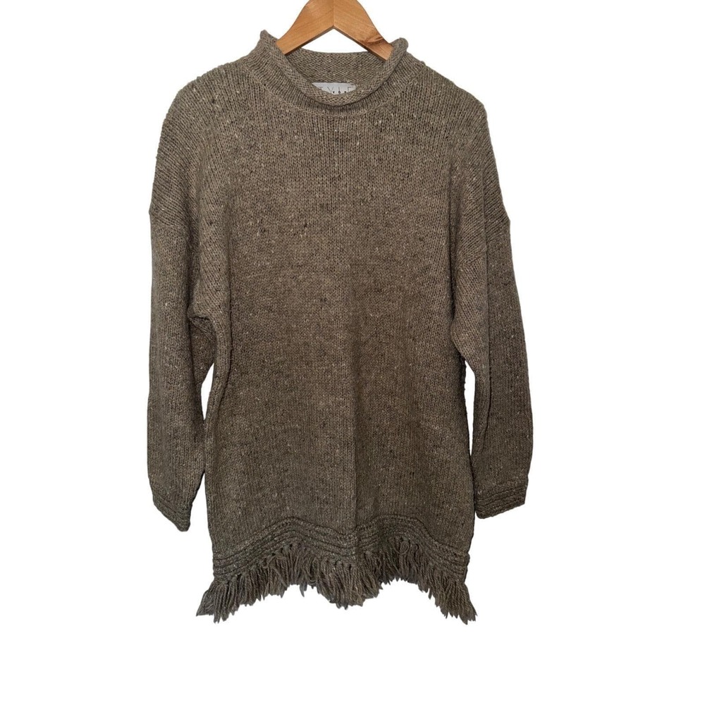 Style‎ New York Vintage Wool Blend Sweater Fringe Hem large Cottagecore Pullover